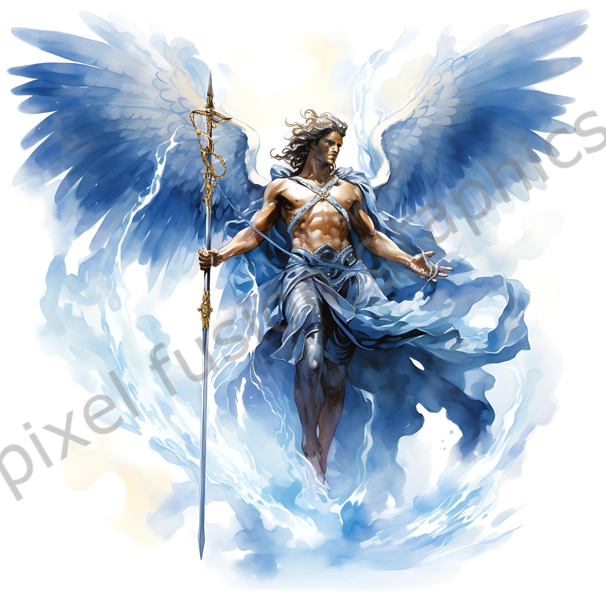 Imágenes prediseñadas de acuarela de ángeles guerreros azules, resolución  JPG de alta calidad, archivos de 300 DPI, descarga instantánea - Etsy México, image size:2048x2048