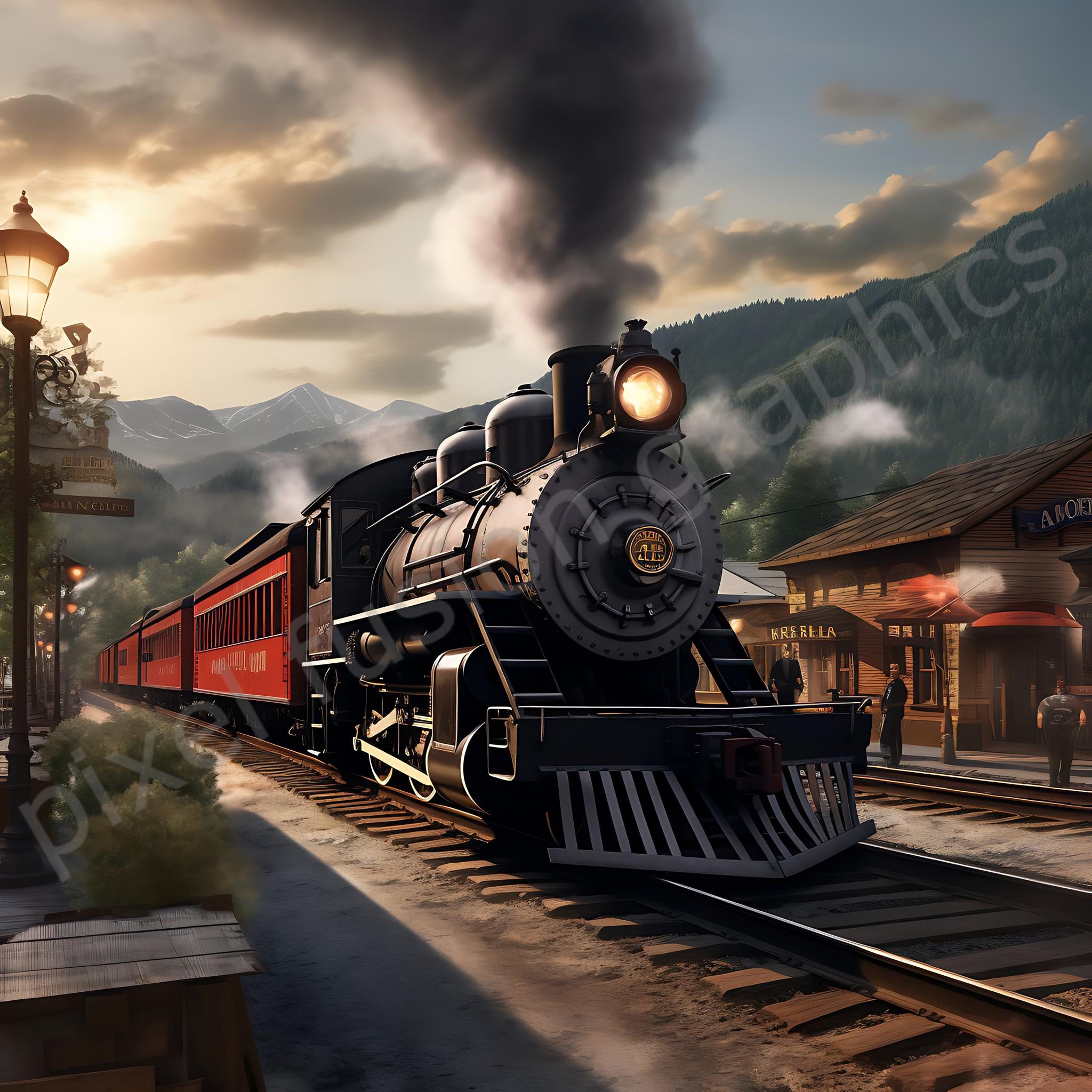 Lokomotive Clipart Zug Clip Art Zug druckbare Kunst Reisen Zug Designs Lokomotive Transport Clipart Vintage-Zug