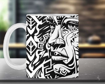 Native warrior Tasse Sublimation, Nahtlos Rundhals 11oz und 15oz Tassen, 2 hohe Grafikauflösung, 300 DPI, Sofort Download MW01