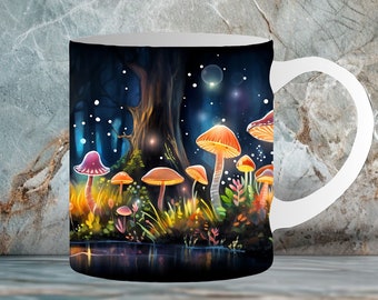 Sublimation de champignons magiques, enveloppant sans couture, 11 oz. et 15 onces. Mugs, 4 graphismes haute qualité, 300 ppp, téléchargement immédiat 001