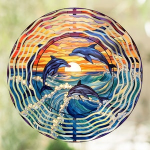 Delfine Wind Spinner PNG, Frühling Wind Spinner Sublimationsdesign, Girlande Wind Spinner Sublimationsvorlage PNG, Frühling Download 01