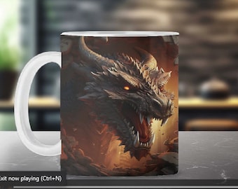 3D Dragon Mug Wrap 11oz & 15oz Seamless Sublimation Design Mug Template PNG Instant Digital Download 03