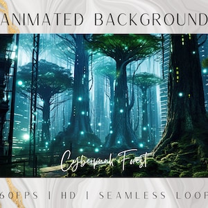 Animated Background for Zoom, Twitch, Cyberpunk Forest, Stream Overlay, Spring Vtuber Background, Digital Backdrop