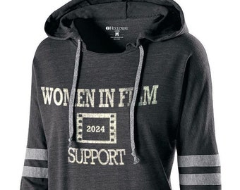 Women in Film 2024 Support -  Ladies Hooded Low Key Pullover