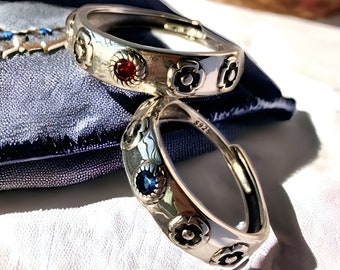 Howl en Sophie Ring Set - Zilveren Calcifer-ringen, verstelbare ringen, Howls Moving Castle, bijpassende paarringen, anime-sieraden, S925 zilver
