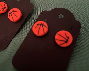 Handmade Polymer Clay Basketball Earrings: Sports Fan Jewelry