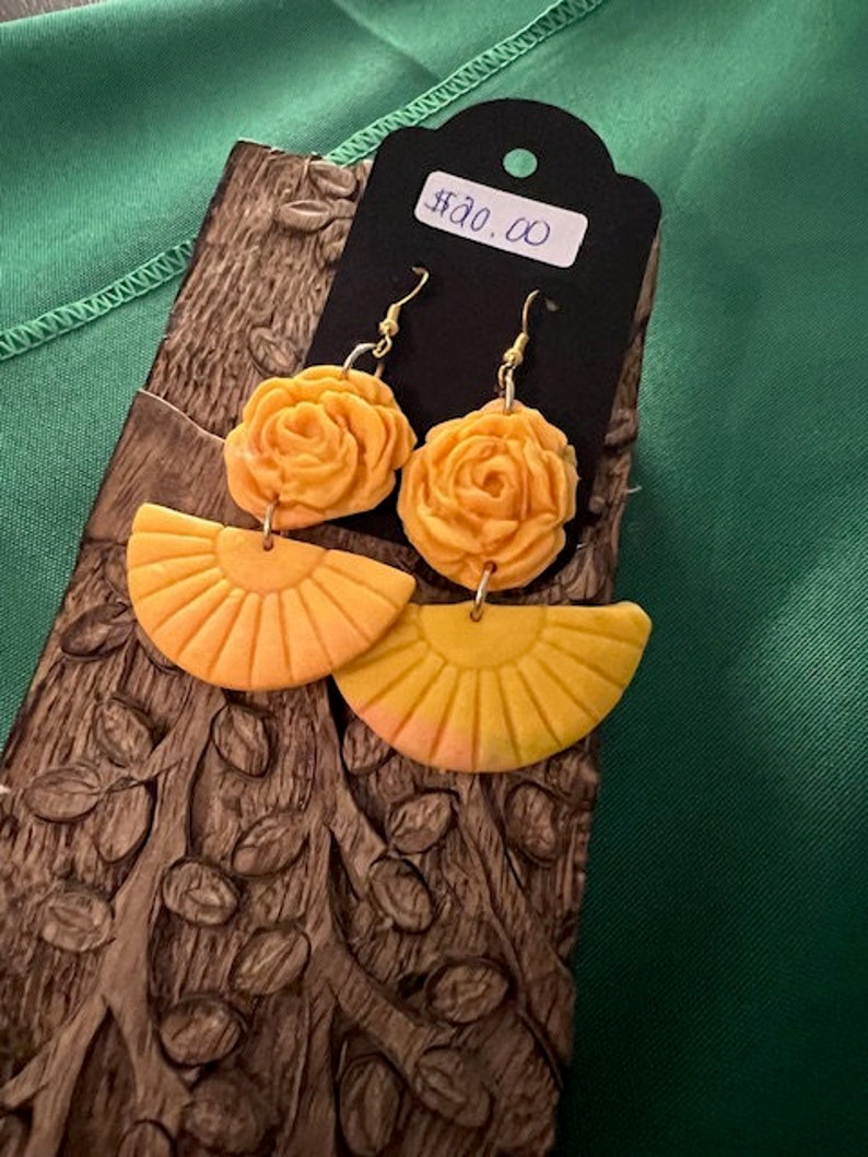 Yellow Sunkissed Floral Earrings Etsy