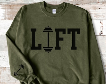 lifters shirt sleeve detail weights sweatshirt workout shirt gym gift crossfit top fitness lover weight lifter sweatshirt gift idea exercise