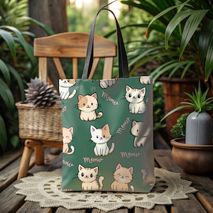 schattige kattendraagtas all-over print kattenliefhebbertas herbruikbare boodschappentas kattenpatroon tas kattenprint draagtas gekke kat dame cadeau-idee alledaagse tas