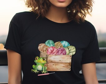 Frog & Yarn Shirt: Funny Crocheter Gift, Knitters Tee