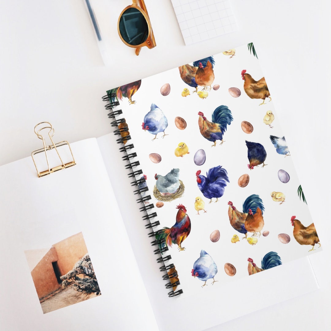 Chicken Pattern Spiral Notebook: Farmhouse Cottagecore Journal - Etsy