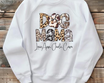Leopard Paw Print Dog Mama Sweatshirt - Personalized Crewneck