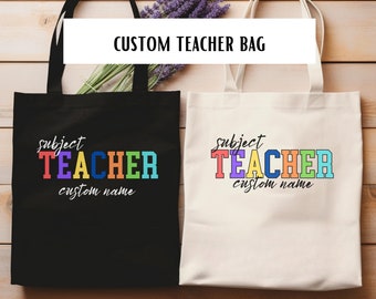 Bolsa de tela personalizada para profesores, regalo con nombre personalizado