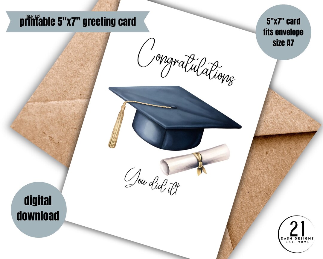 Printable Congratulations You Did It Graduation Card Digital Download