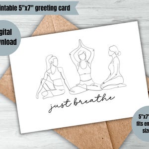 Just Breathe digitale Karte Ermutigung Grußkarte Yoga Karte Design Namaste Karte Sentimentale Geschenkidee überwältigt Mama Freund