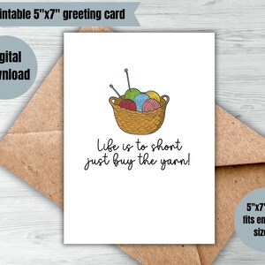 tarjeta de felicitación amante del hilo imprimible tarjeta de crocheter tarjeta de tejedores descarga digital crafter hobby artista tarjetas de notas minimalista comprar la tarjeta de hilo