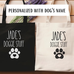 personalized dog bag dog toys carryall dog gift idea dog mom dog lover tote bag personalized dog gift custom dog name bag tote dog mom gift