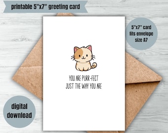 Thinking of You Cat-kaart, inspirerend cadeau (digitale download)