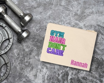 Personalized Gym Accessory Bag - Custom Cotton Canvas Toiletry Zipper Pouch