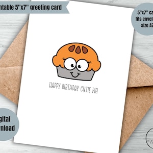 digital happy birthday cutie pie card cute minimalist printable birthday card anyone funny birthday greeting card instant download
