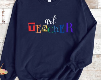 art teacher sweatshirt teacher appreciation gift idea college graduation shirt gift idea minimalist art teacher sweatshirt sleeve details