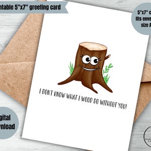 Je ne sais pas ce que je fais en bois sans toi carte punny en téléchargement numérique carte de voeux mignonne minimaliste imprimable en pensant à vous carte d'amitié