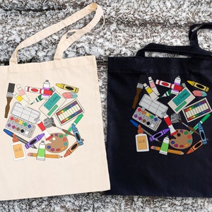 Sac fourre-tout personnalisé en toile pour la rentrée des classes, idée cadeau pour artisan et artiste, sac personnalisé pour petit ou grand artiste