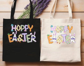 Easter canvas Tote Bag Happy Easter carryall groovy Hoppy Easter bag everyday Easter carryall gift idea child adult Easter kids church bag