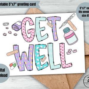 Adorable carte de rétablissement à télécharger numériquement pour vous sentir mieux carte à accès instantané pense à vous carte à imprimer carte de vœux médicale de rétablissement