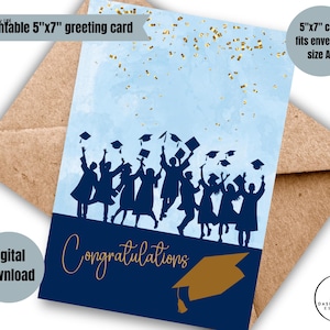 Carte numérique de remise des diplômes universitaires de félicitations, imprimable