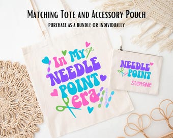Needlepoint Era Tote Bag & Pouch Set - Craft Supply Organizer