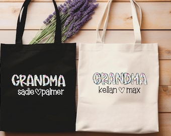 Personalisierte Oma Blumen Einkaufstasche: Benutzerdefinierte Leinwand Geschenk