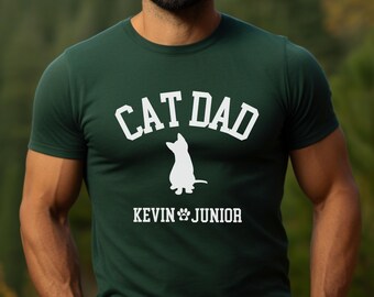 Camiseta personalizada para pai de gato, camiseta com nome do pet personalizado