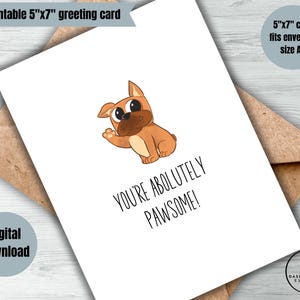 vous êtes absolument génial carte imprimable téléchargement numérique carte de voeux carte chérie amoureux des chiens salutation génial jeu de mots carte d'amitié anniversaire