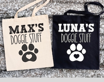 Personalisierte Hunde Spielzeug Tragetasche, Canvas Haustier Geschenk mit Pfoten Abdruck