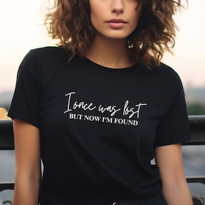 Christian inspirational shirt I once was lost but now I&#39;m found Christian bible verse tee Jesus shirt minimalist Christian shirt religious