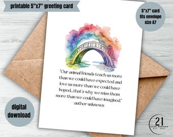 Rainbow Bridge Pet Loss Sympathy Card (Digital Download)