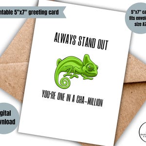 digital you're one in a cha-million punny minimalist Wertschätzung Karte druckbar Freundschaftskarte sofort download Dankeschön jemand ganz besonderes