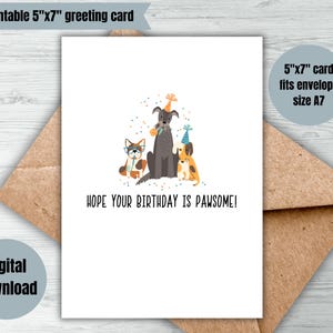 cartão de aniversário para impressão, espero que seu aniversário seja atraente, download digital, cartão de feliz aniversário, amantes de cães, cartão para download, cartão de amantes de animais