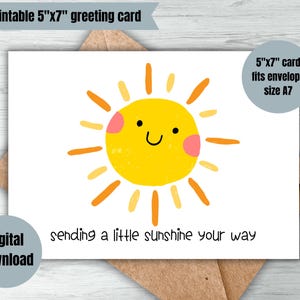 Envoi d'une petite carte à téléchargement numérique en pensant à vous, juste parce que la carte d'encouragement, l'amitié, guérissez bientôt à imprimer