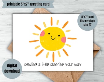Sunshine Thinking of You Card - Printable Get Well Card (Digital Download)