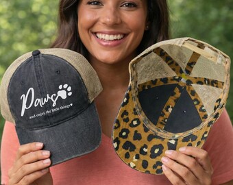 Washed Mesh-Back Cap: Paws and Enjoy Little Things, Pet Lover Hat