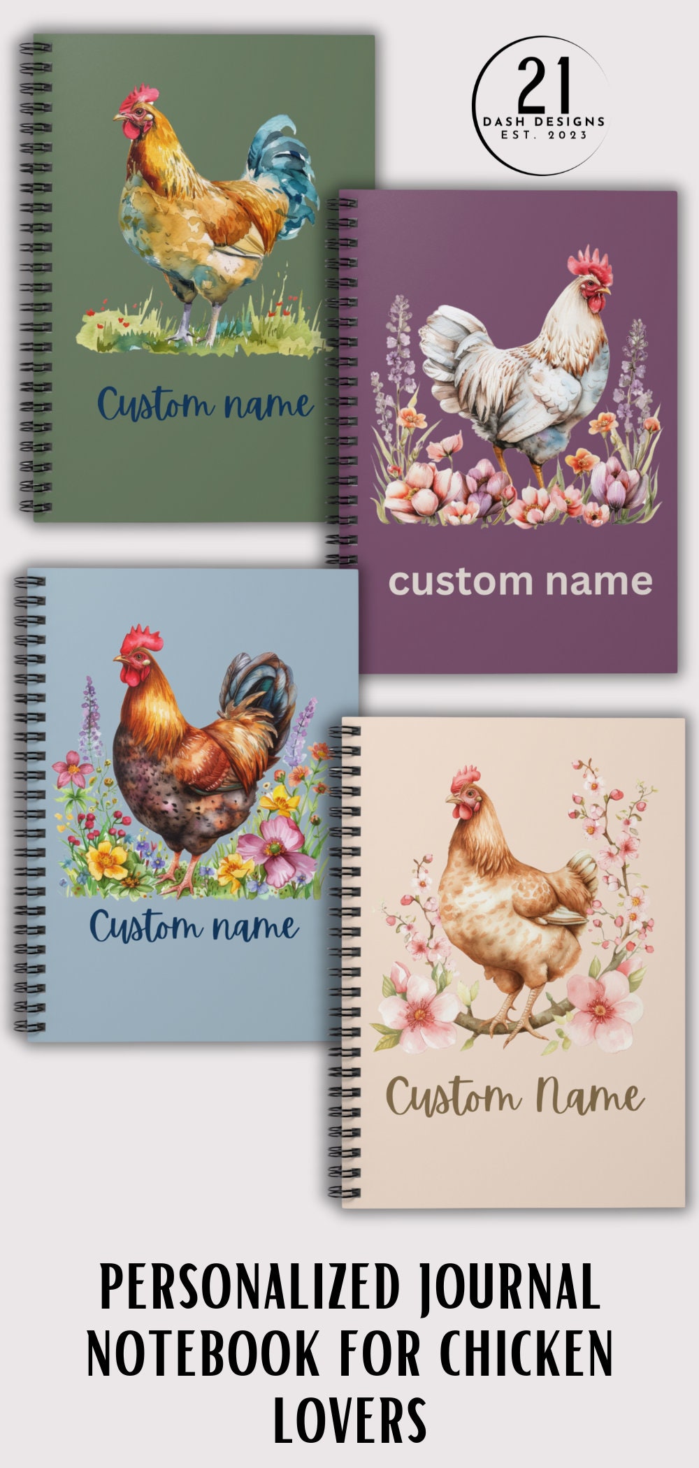 Personalized Chicken Spiral Notebook, Farm Theme Stationery Gift - Etsy