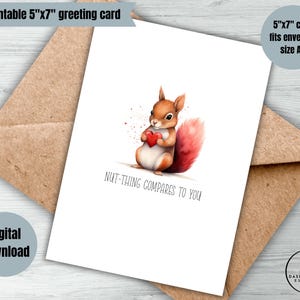 Tarjeta divertida para el día de San Valentín con descarga digital, linda ardilla, acceso instantáneo, saludo, nuez, cosa que se compara contigo, imprimible, minimalista, San Valentín