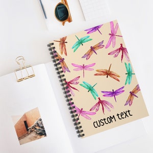 personalized dragonfly spiral notebook custom dragonfly journal boho teen gift nature lover journal lined gift idea women custom friend gift