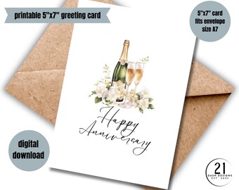 Elegant Anniversary Card: Champagne Toast Design (Digital Download)