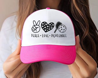 Peace Love Pickleball Foam Trucker Hat | Pickleball Paddle Peace Heart
