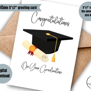 carte de remise des diplômes imprimable carte numérique pour diplômé du secondaire carte de remise des diplômes à téléchargement immédiat casquette et diplôme de remise des diplômes