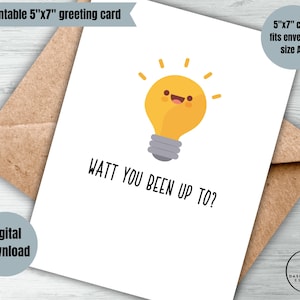Tarjeta de felicitación con descarga digital Watt, tarjeta de acceso instantáneo para imprimir, solo porque sí, pensando en ti, tarjeta minimalista, hola