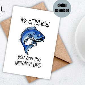 Biglietto d'auguri digitale per papà a tema pesca "Sei il papà migliore" stampabile, auguri di compleanno per la festa del papà, solo perché ti amo papà.